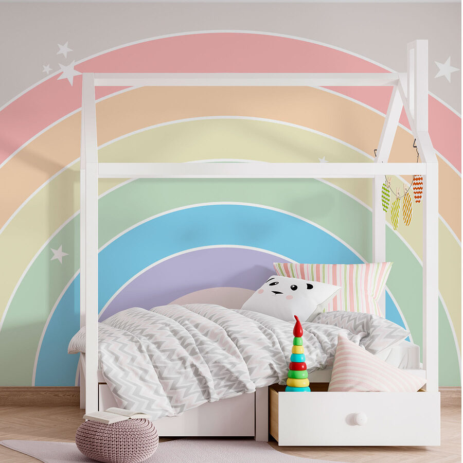 Carta da parati Arcobaleno con stelle nel cielo