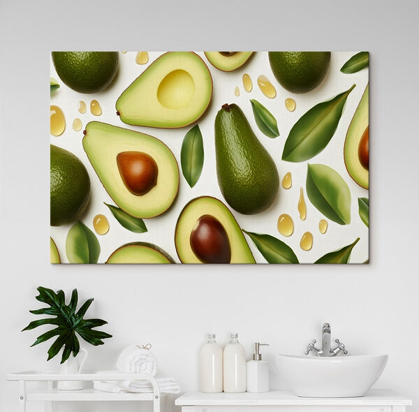 Quadri Avocado e avocado con foglie e gocce d'acqua (COD: s41068) Quadri Quadri Avocado e avocado con foglie e gocce d'acqua (COD: s41068)
