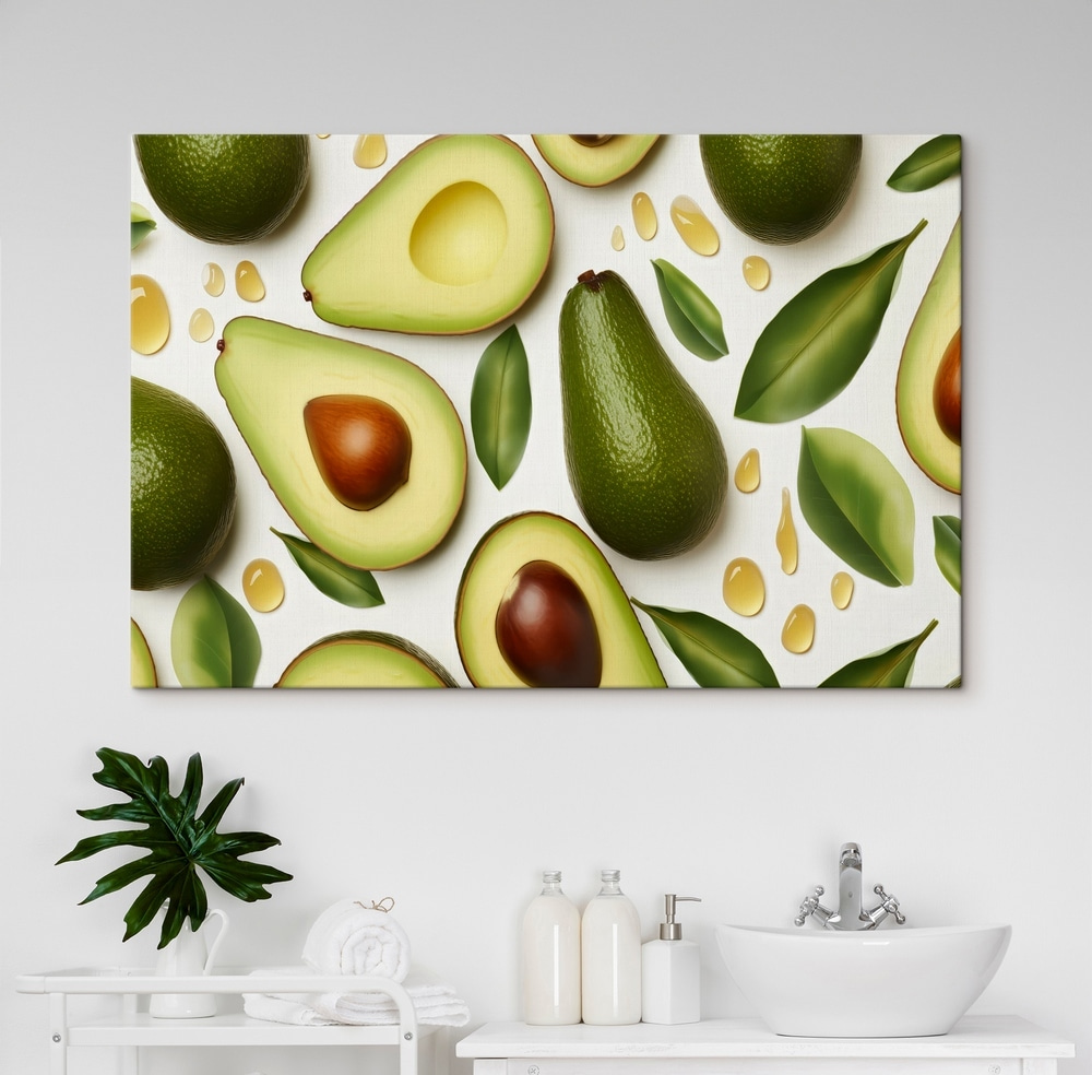 Avocados and avocados with leaves and water drops Avocados and avocados with leaves and water drops