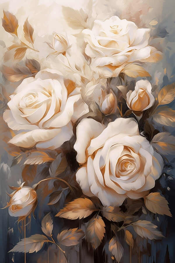 Painting of white roses Painting of white roses