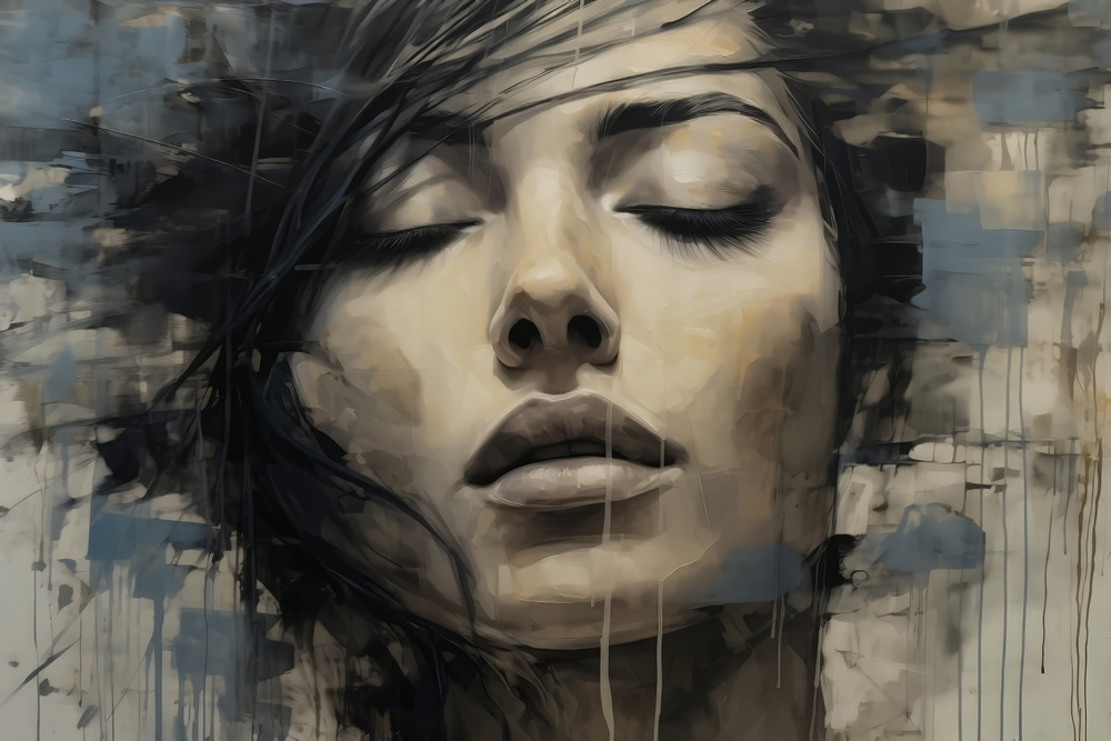Painting of a woman's face Painting of a woman's face