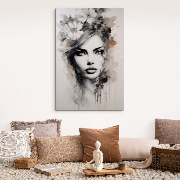Painting of a woman with flowers in her hair