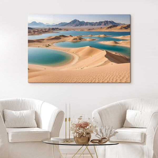 Deserto con acqua e montagne sullo sfondo Quadri Deserto con acqua e montagne sullo sfondo