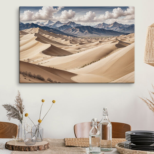 Grandi dune sabbiose con le montagne sullo sfondo Quadri Grandi dune sabbiose con le montagne sullo sfondo