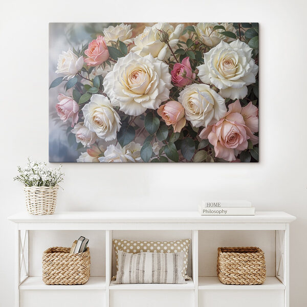Quadri Quadri Mazzo di rose bianche e rosa (COD: s41095)