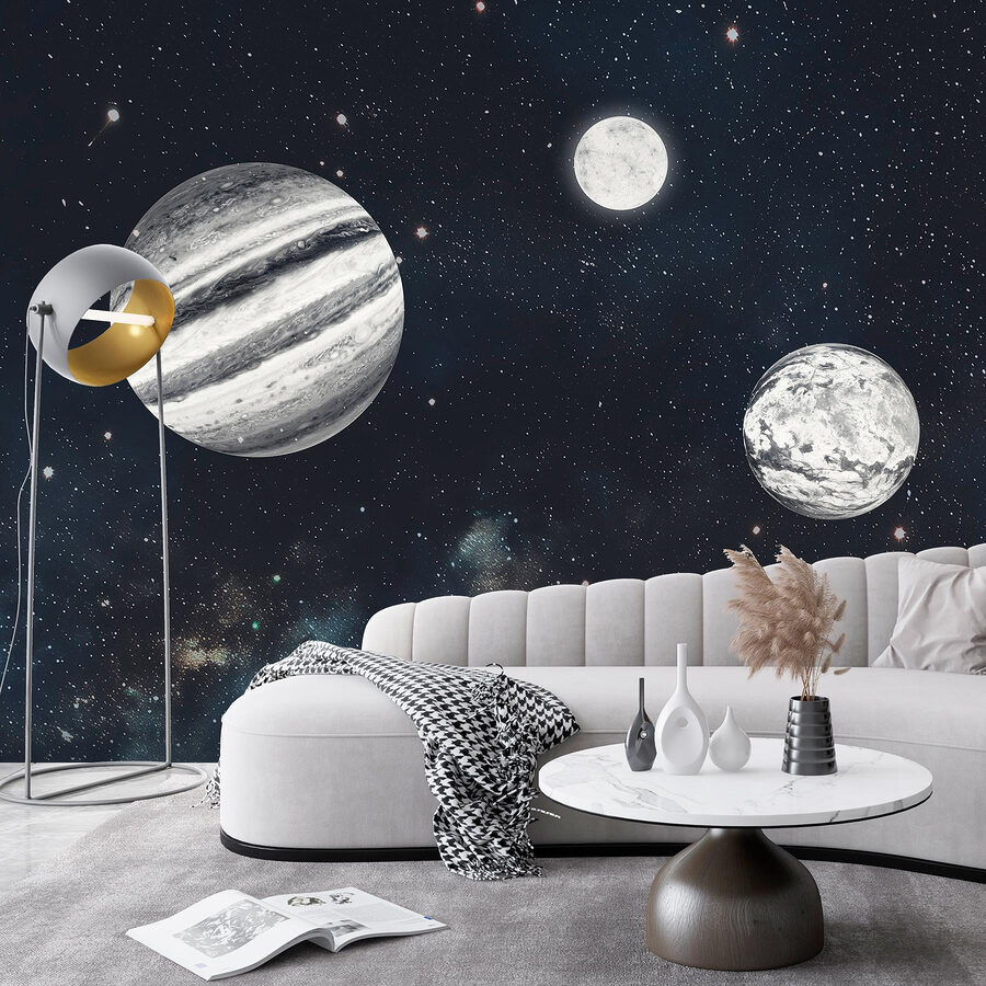 Pianeti nello spazio con le stelle