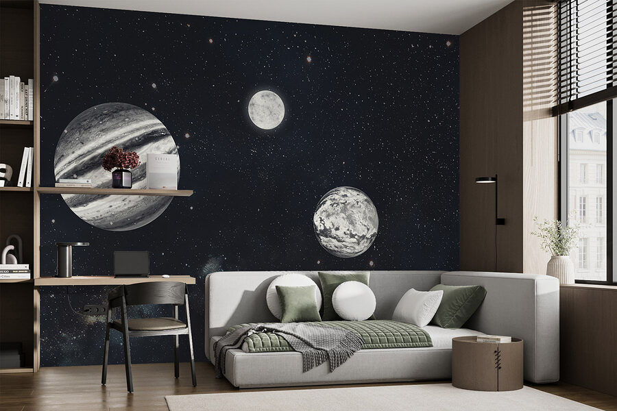Pianeti nello spazio con le stelle