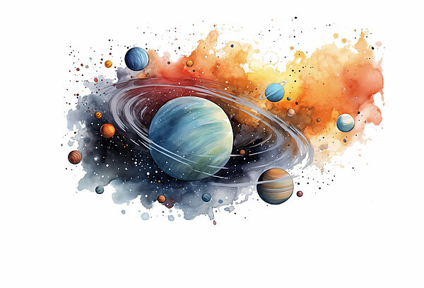 Acquerello di pianeti e stelle Acquerello di pianeti e stelle