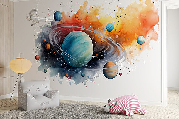 Acquerello di pianeti e stelle Acquerello di pianeti e stelle