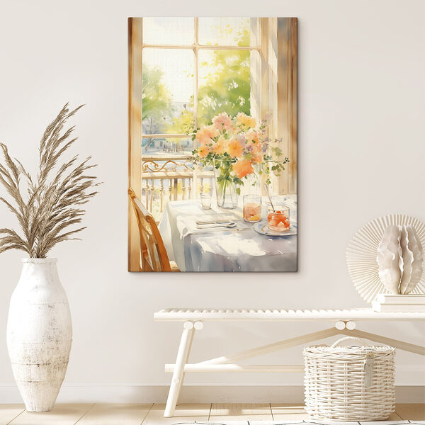 Quadri Quadri Acquerello raffigurante un tavolo con fiori e bicchieri (COD: s41165)