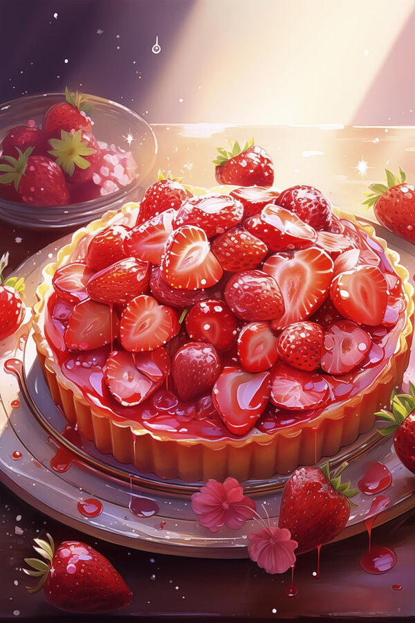 Strawberry pie on a plate