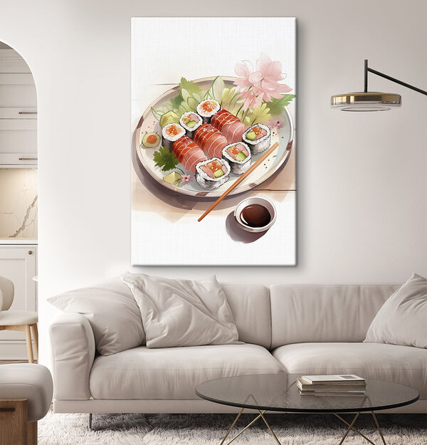 Quadri Piatto di sushi con salsa e fiori (COD: s41181) Quadri Quadri Piatto di sushi con salsa e fiori (COD: s41181)