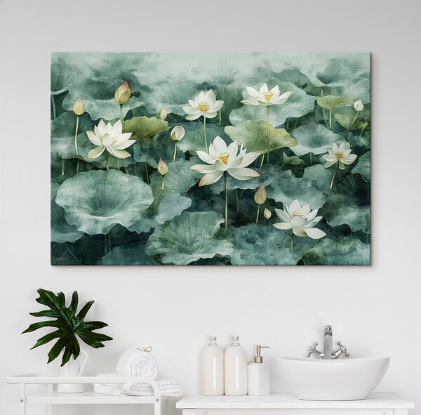 Quadri Quadri Composizione di fiori bianchi e foglie verdi (COD: s41228)