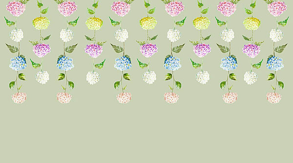 Fila di fiori con foglie verdi Fila di fiori con foglie verdi