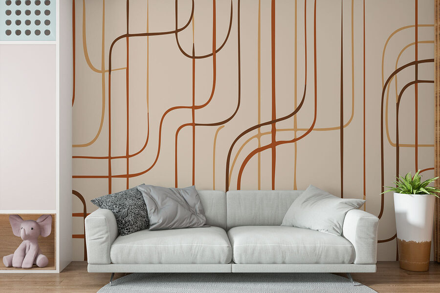 Linee marroni su sfondo beige Linee marroni su sfondo beige