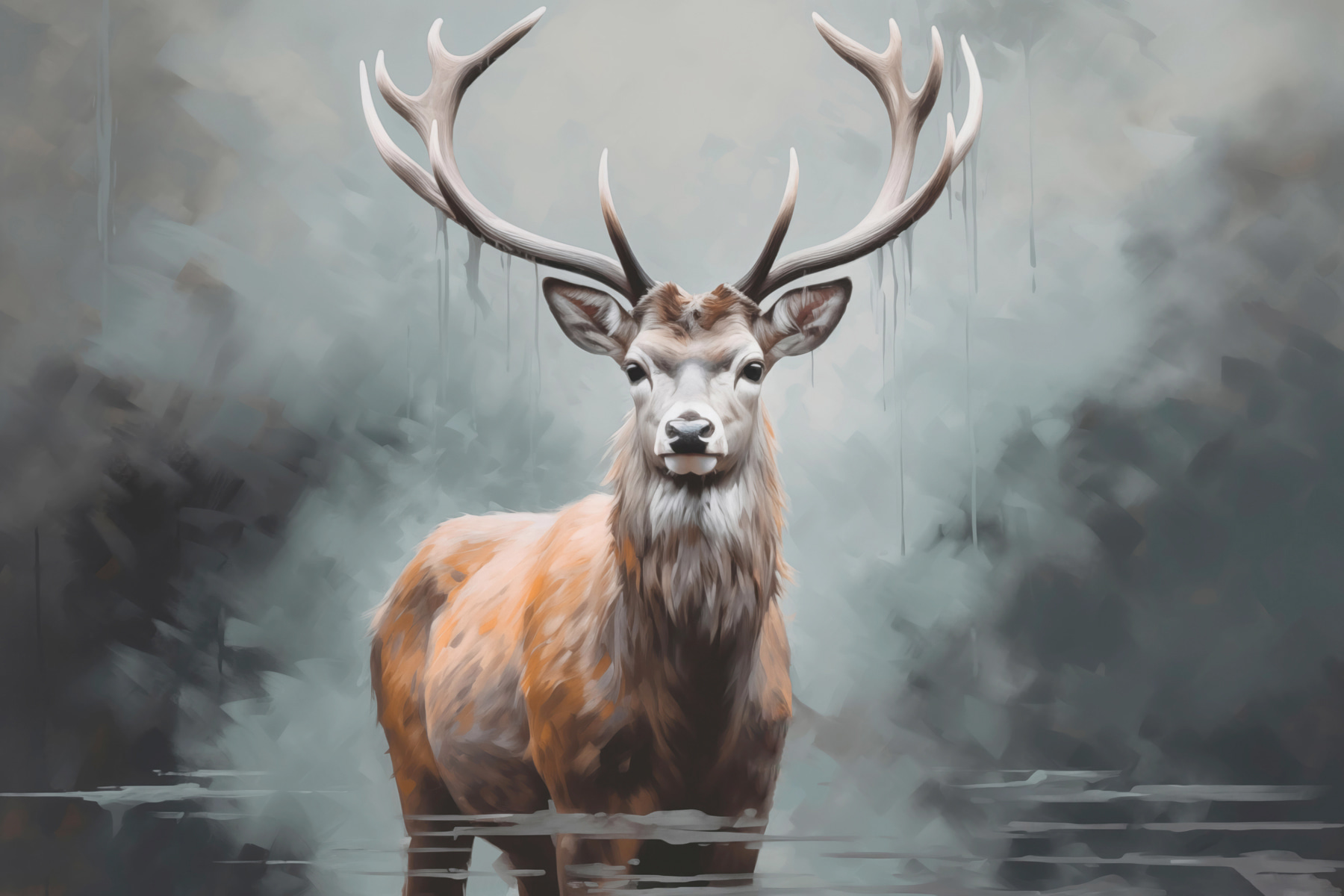 Deer standing in water