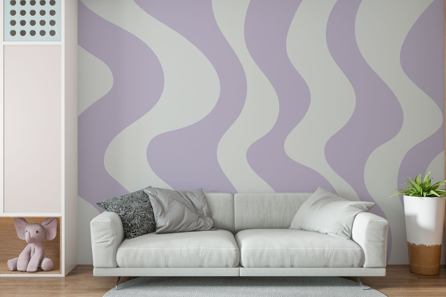 Purple and white wavy lines