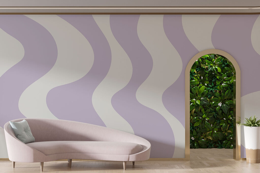 Purple and white wavy lines