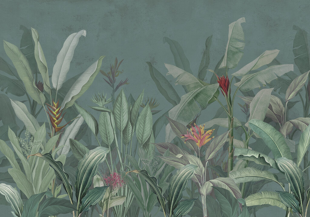 Carta da parati con piante e fiori Carta da parati con piante e fiori