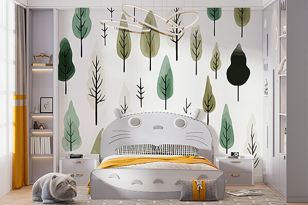 Modello di alberi su sfondo bianco Modello di alberi su sfondo bianco