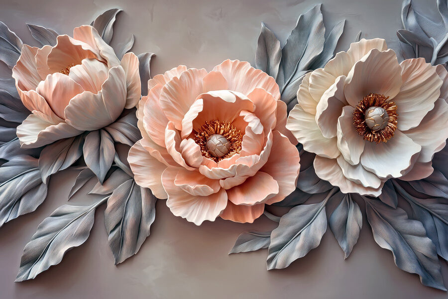 Gruppo di fiori con foglie