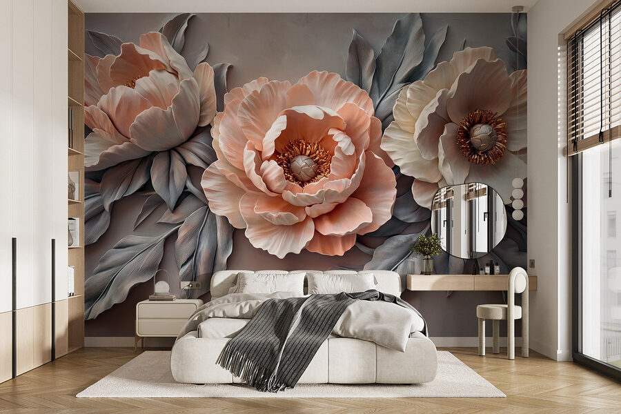 Gruppo di fiori con foglie