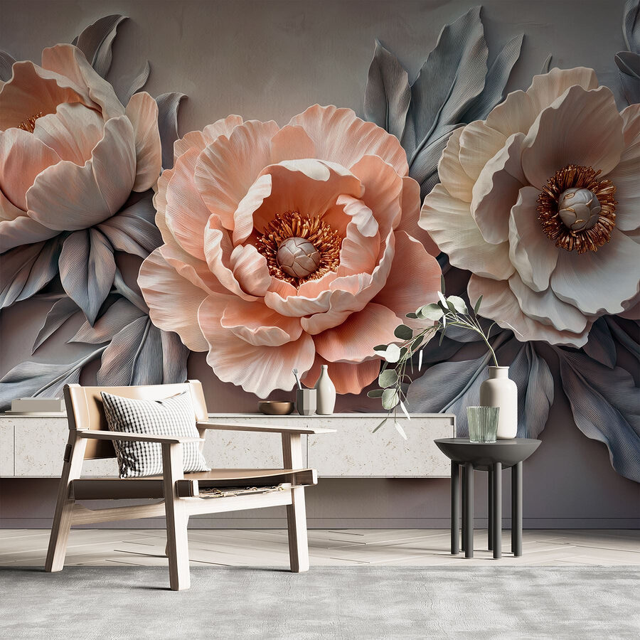 Gruppo di fiori con foglie