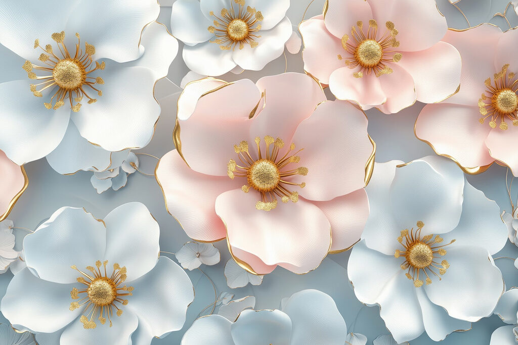 Gruppo di fiori bianchi e rosa Gruppo di fiori bianchi e rosa