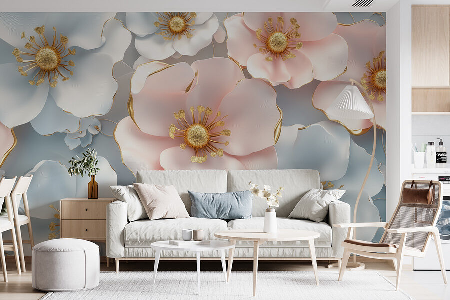 Gruppo di fiori bianchi e rosa