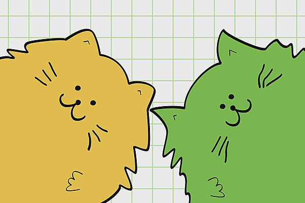 Gatto giallo e verde Gatto giallo e verde