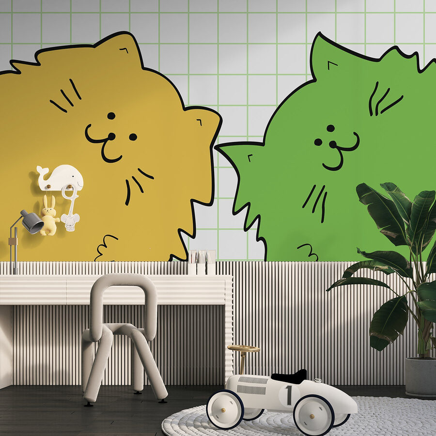 Gatto giallo e verde