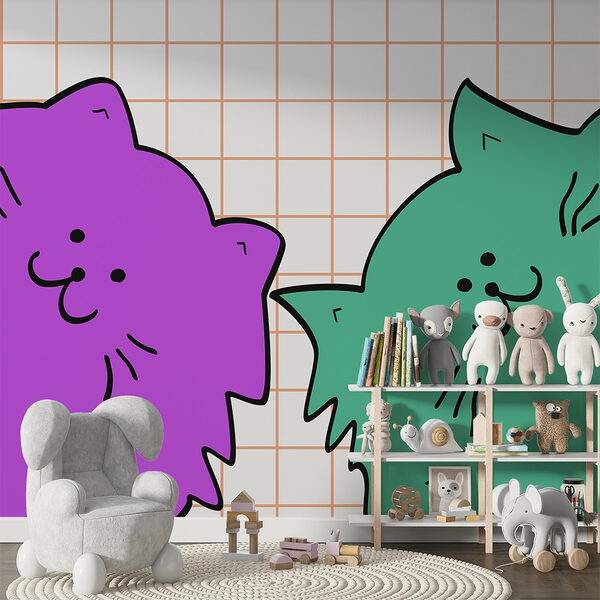 Gatto viola e verde Gatto viola e verde