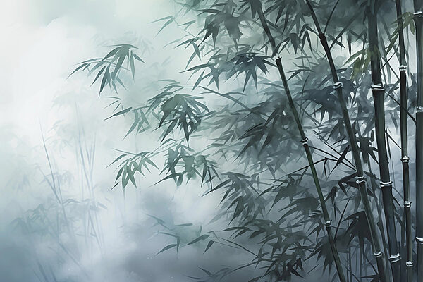 Alberi di bambù nella nebbia Alberi di bambù nella nebbia