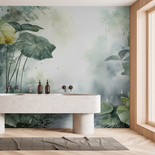 Pittura di uno stagno con piante e acqua Pittura di uno stagno con piante e acqua