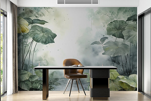 Pittura di uno stagno con piante e acqua Pittura di uno stagno con piante e acqua
