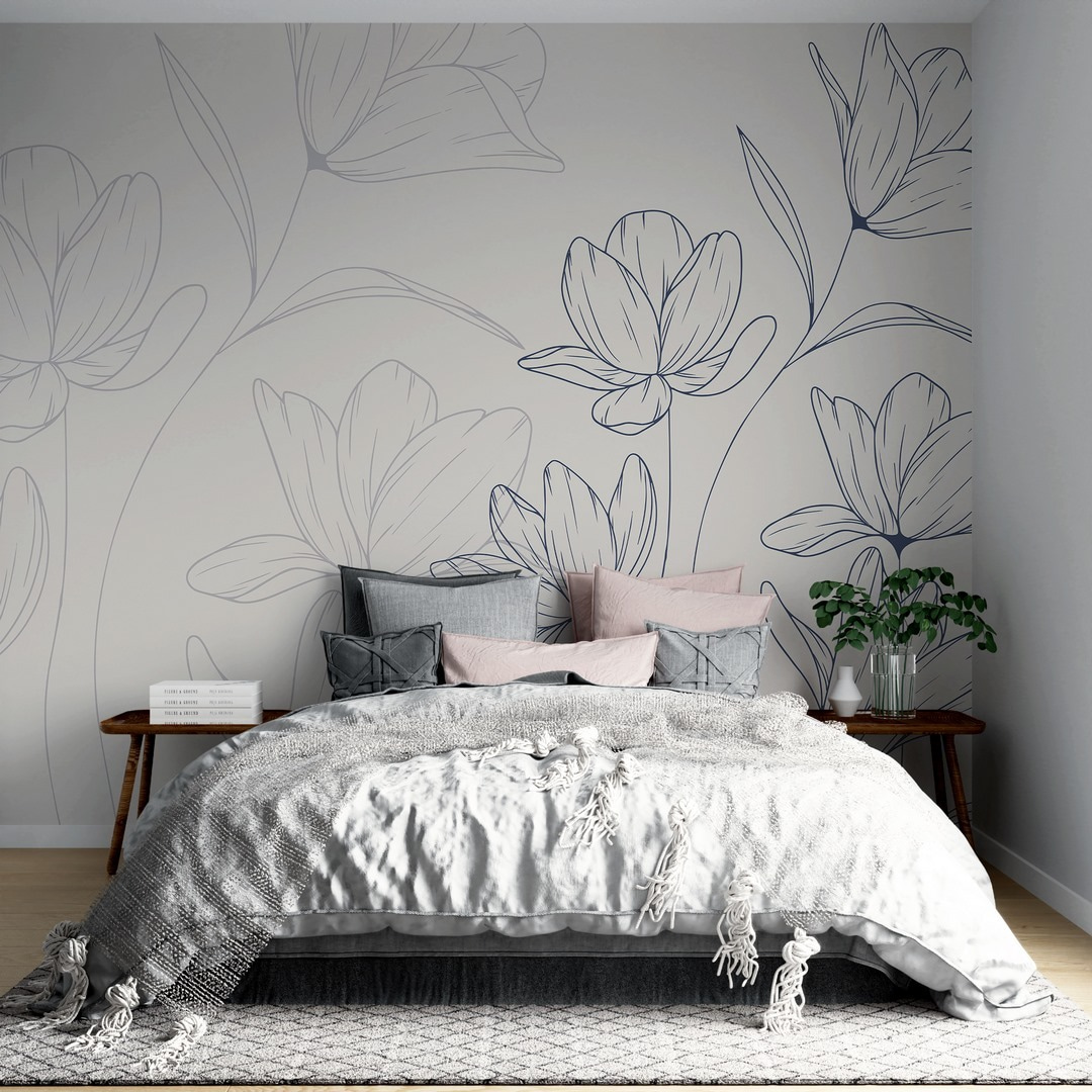 Drawing of flowers on a white background Drawing of flowers on a white background