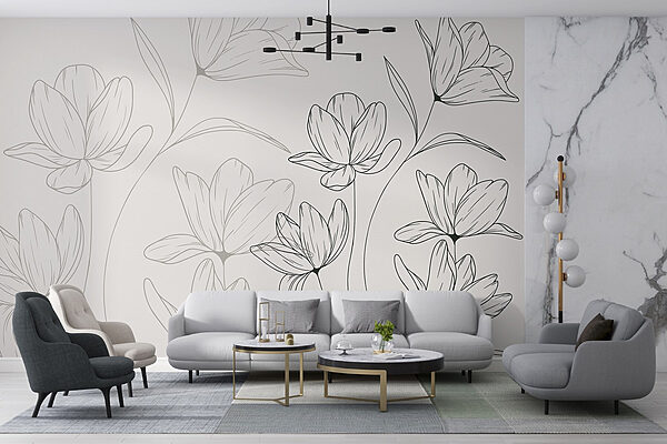 Disegno di fiori su sfondo bianco Disegno di fiori su sfondo bianco