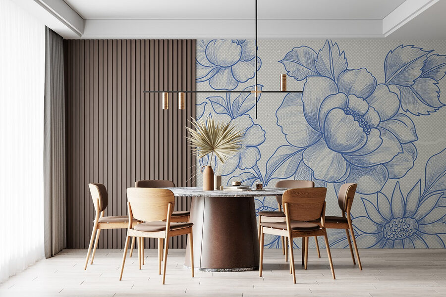 Disegno di fiori e foglie
