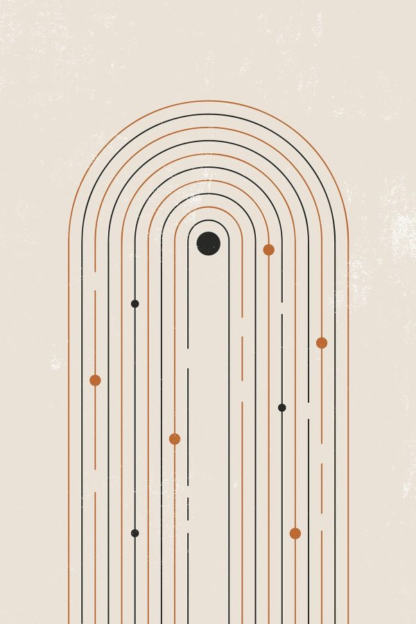 Black and orange lines and dots
