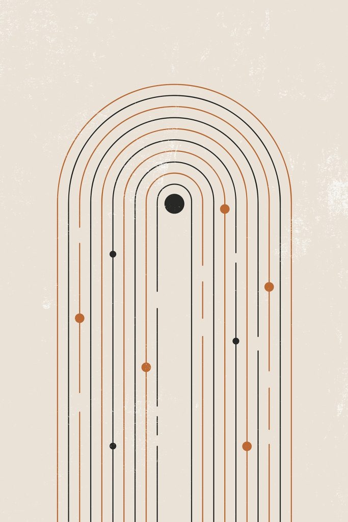 Black and orange lines and dots