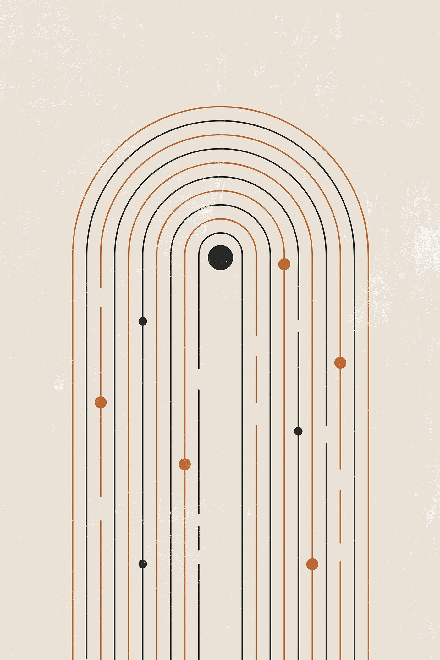 Black and orange lines and dots
