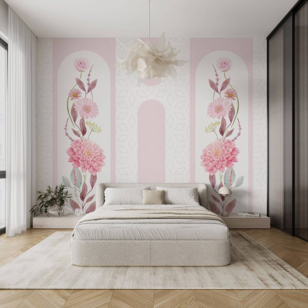 Fiori e foglie rosa su sfondo bianco Fiori e foglie rosa su sfondo bianco