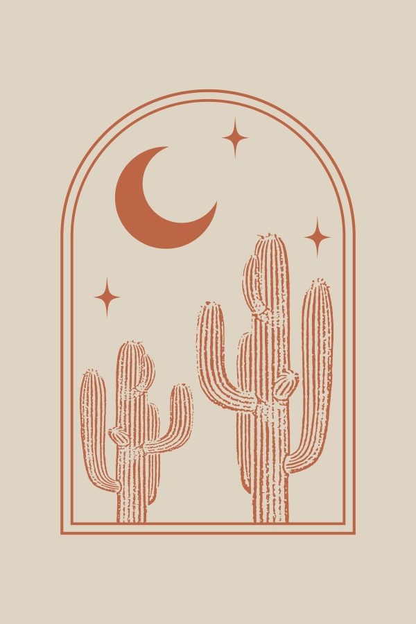 Graphic of a cactus and moon
