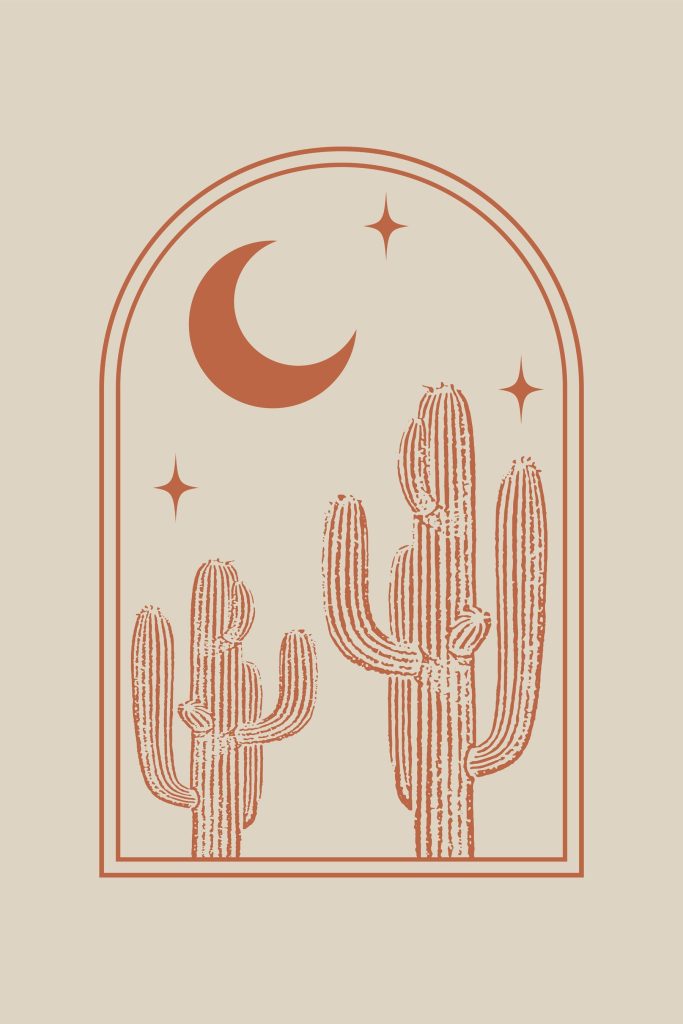 Graphic of a cactus and moon