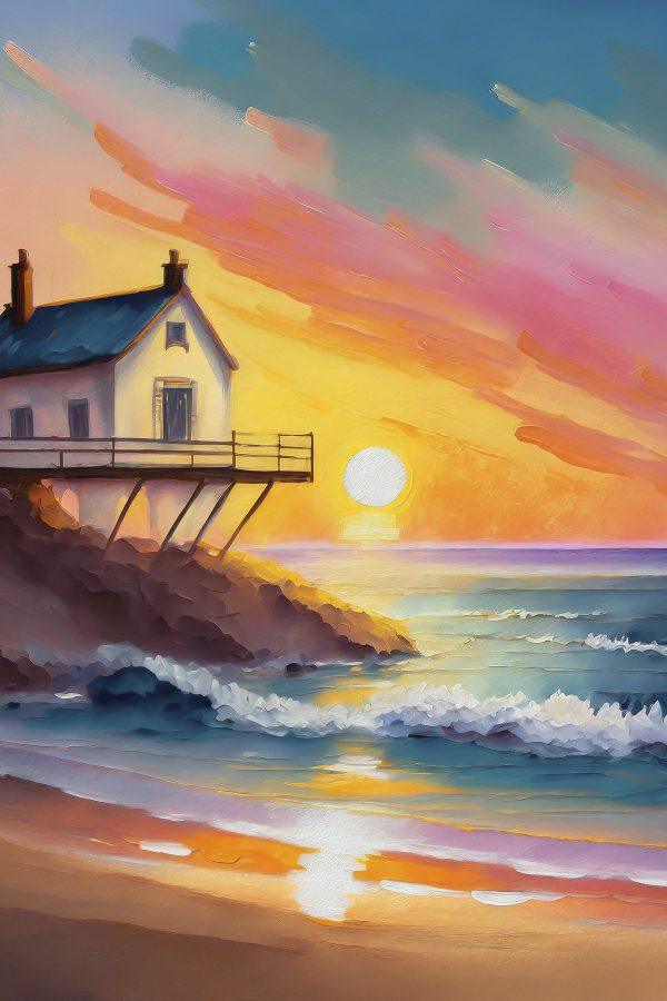 House on a cliff above the water House on a cliff above the water