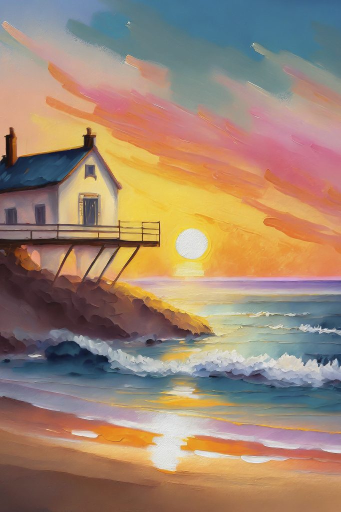 House on a cliff above the water House on a cliff above the water