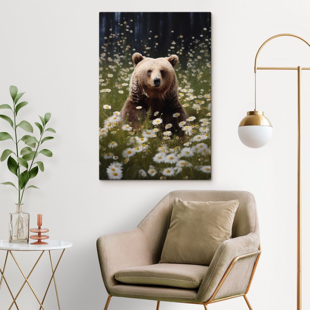 Bear sitting in a field of flowers Bear sitting in a field of flowers