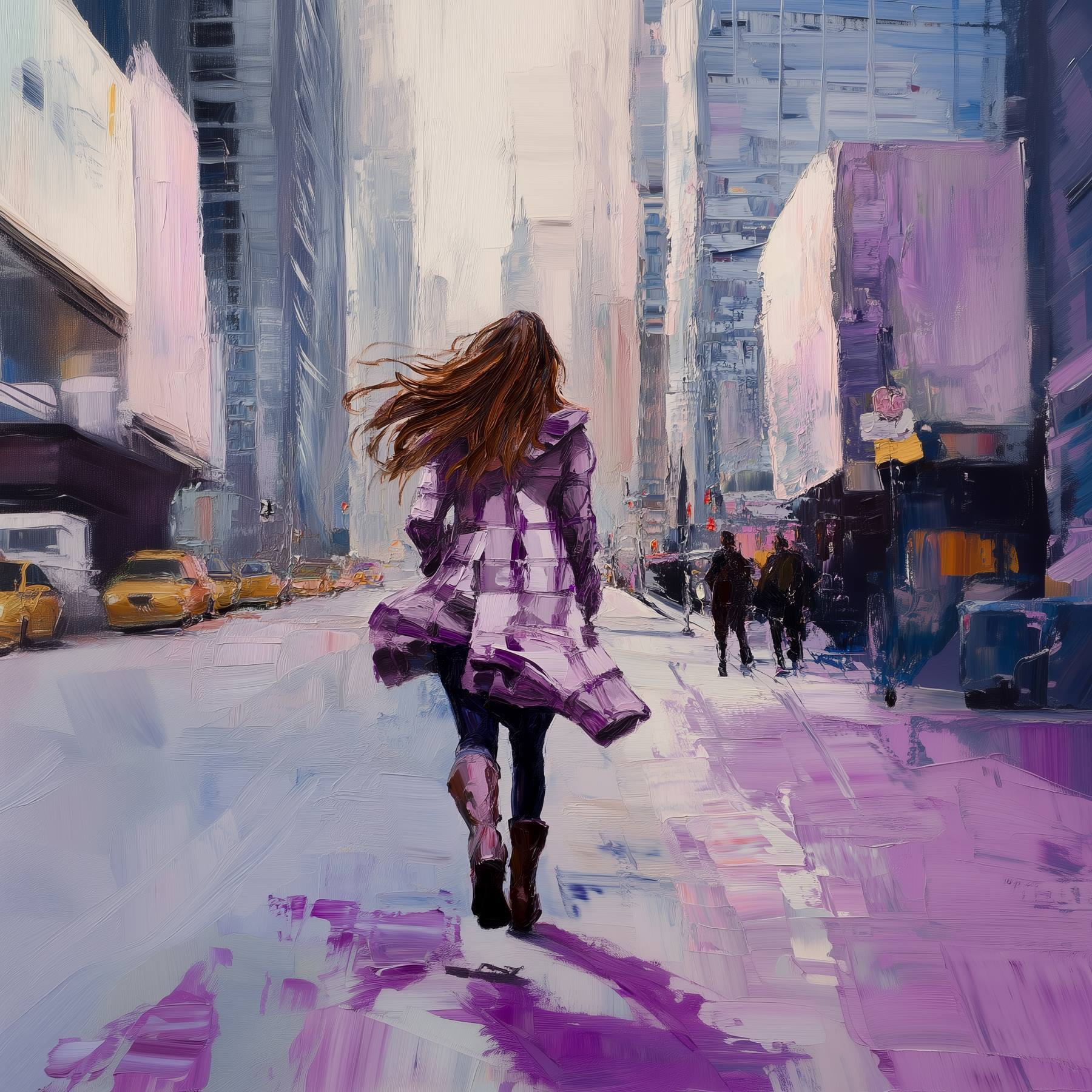 Woman running down a street Woman running down a street