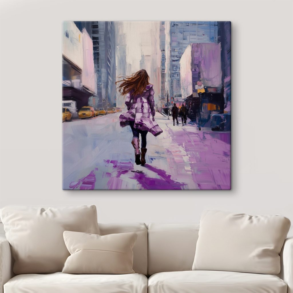 Woman running down a street Woman running down a street