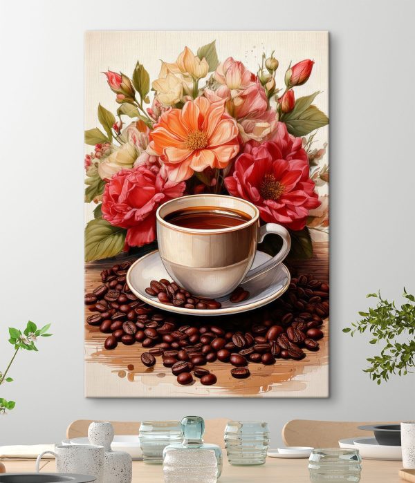Quadri Quadri Una tazza di caffè e dei fiori (COD: s41411)